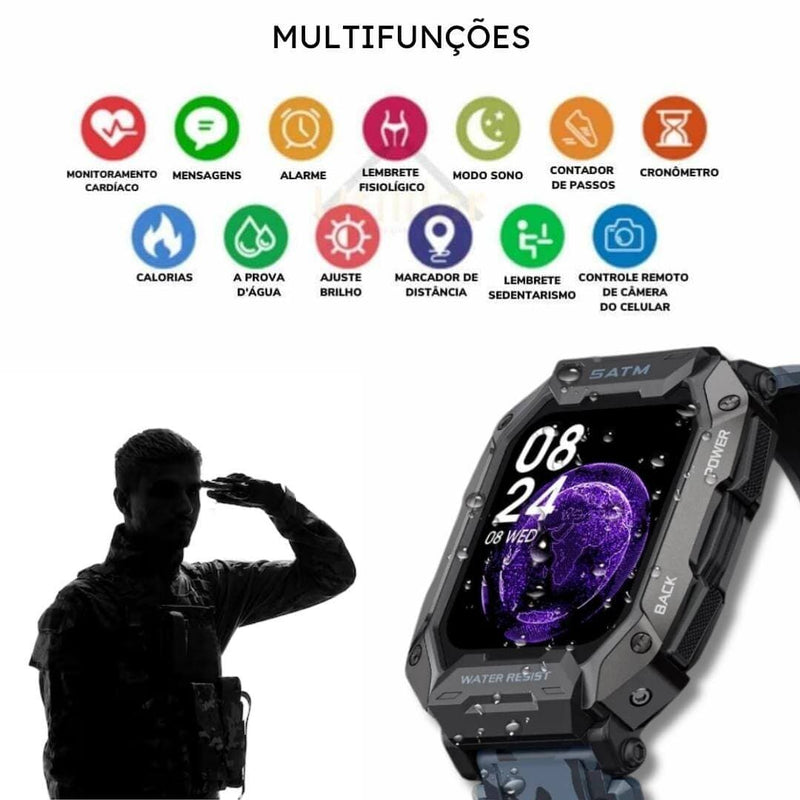 Smartwatch Militar - TacticalPulse® + Pulseiras de Brinde🎁