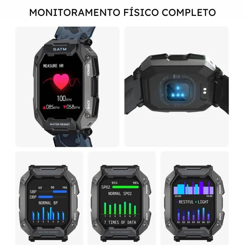 Smartwatch Militar - TacticalPulse® + Pulseiras de Brinde🎁