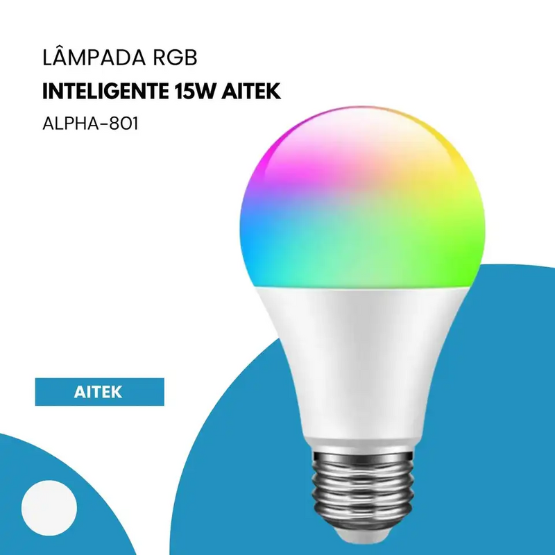 Lâmpada LED Inteligente RGB, Com Controle Por App