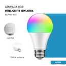 Lâmpada LED Inteligente RGB, Com Controle Por App