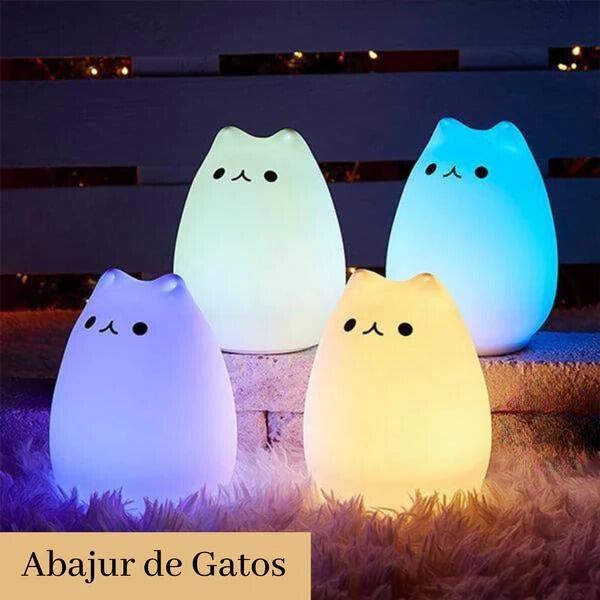 Abajur de Gato - Luminária LED Que Troca de Cor Com Sensor de Toque