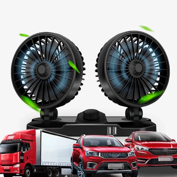 CarFresh Duo® - Ventilador Automotivo Portátil Duplo [Poder Ultra]